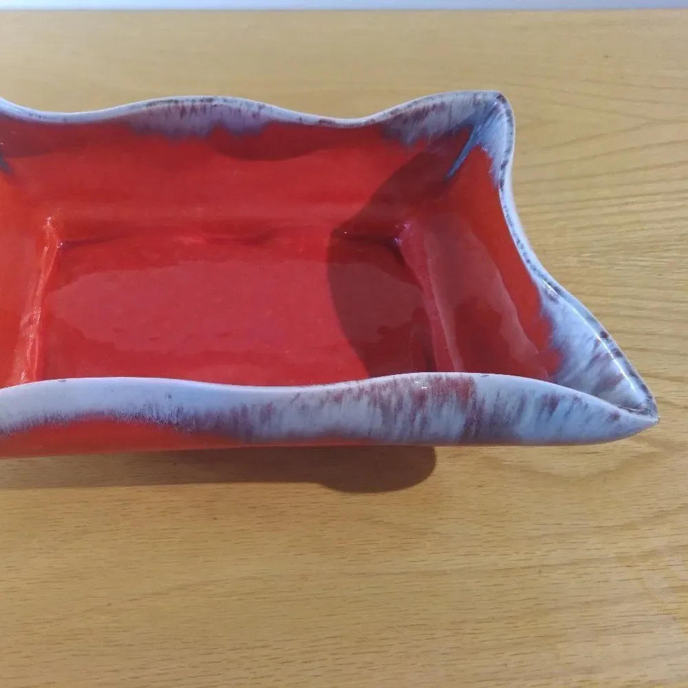 Vintage MCM Drip Pottery Ceramic Ashtray Trinket Tray